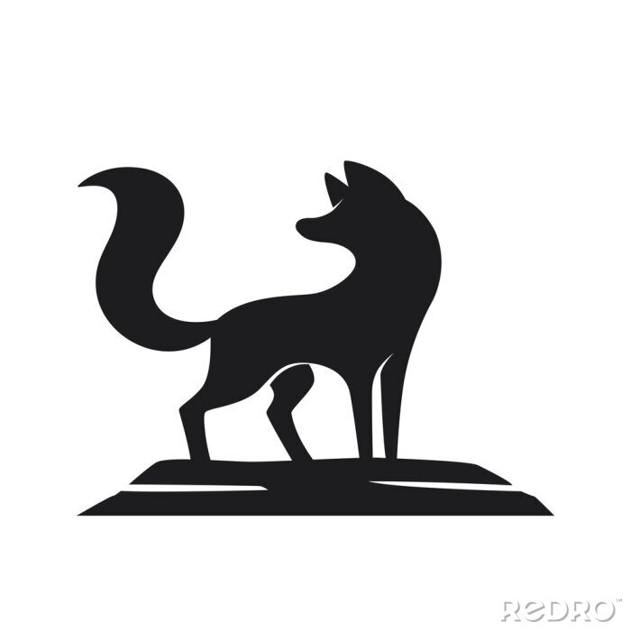 Sticker Füchse schwarze Silhouette Fuchs mit erhobenem Schwanz