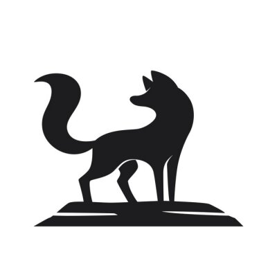 Sticker Füchse schwarze Silhouette Fuchs mit erhobenem Schwanz