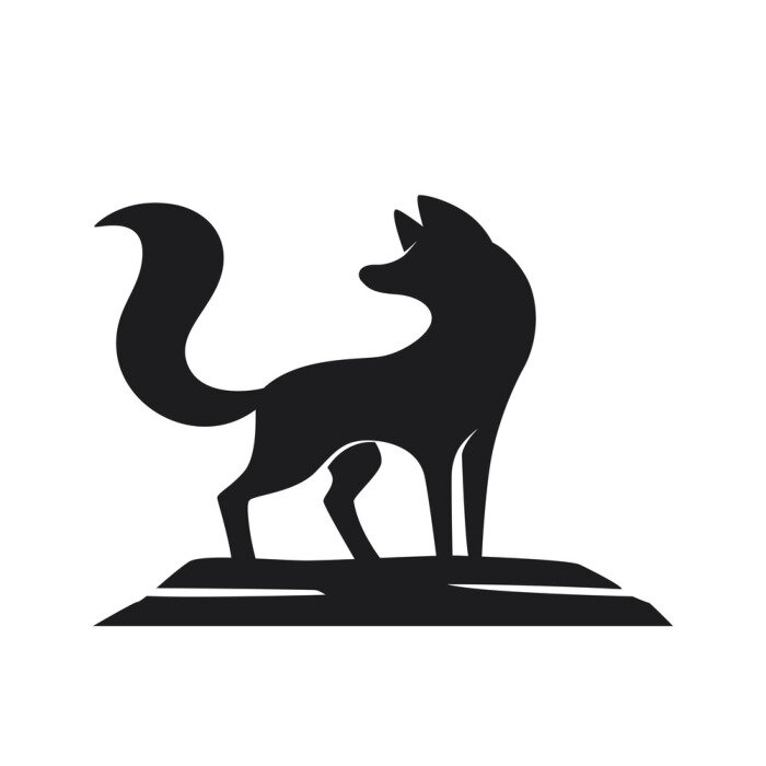 Sticker Füchse schwarze Silhouette Fuchs mit erhobenem Schwanz