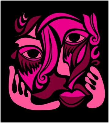 Sticker Funky Abstrakte Kunst Gesicht