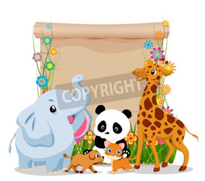 Sticker Funny Animal Cartoon Mit Leeren Zeichen