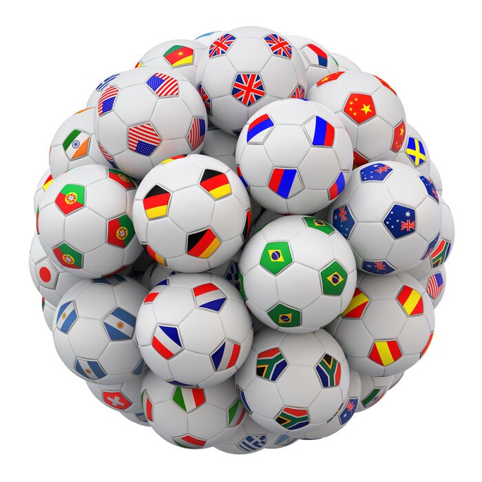 Sticker Fußbälle mit Flaggen verschiedener Länder