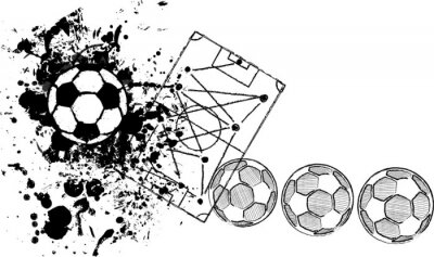 Sticker Fußball / Fußball-Design-Vorlage, kostenlose Kopie Raum, S / W Vektor illu