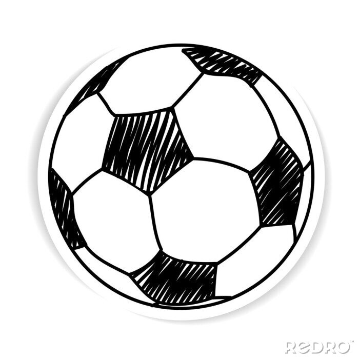 Sticker Fußball Illustration, die eine Handzeichnung imitiert