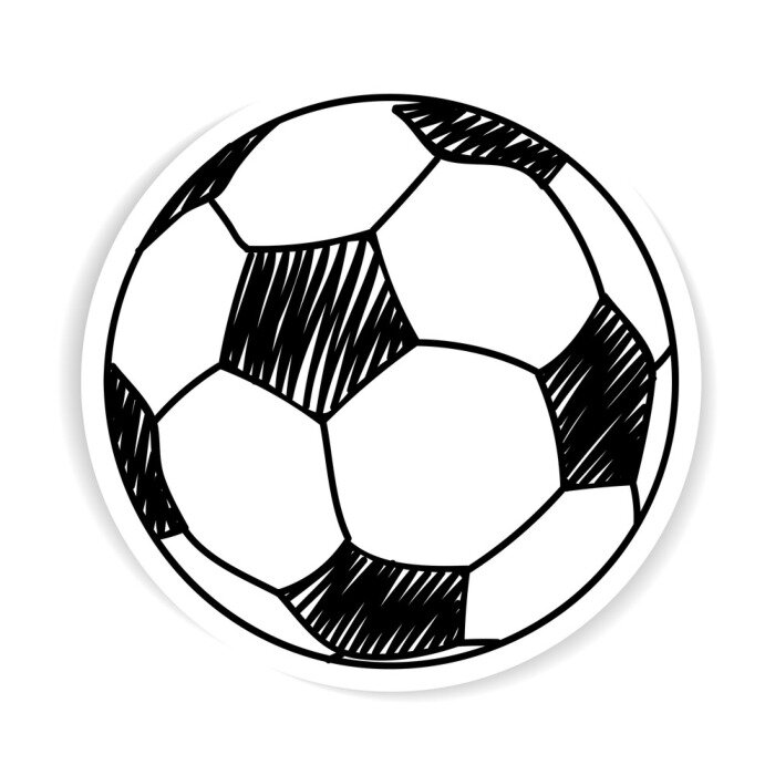 Sticker Fußball Illustration, die eine Handzeichnung imitiert