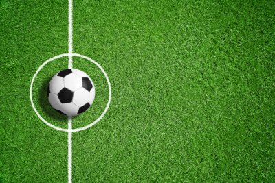 Sticker Fußball in der Mitte des Fußballplatzes liegend Grafik