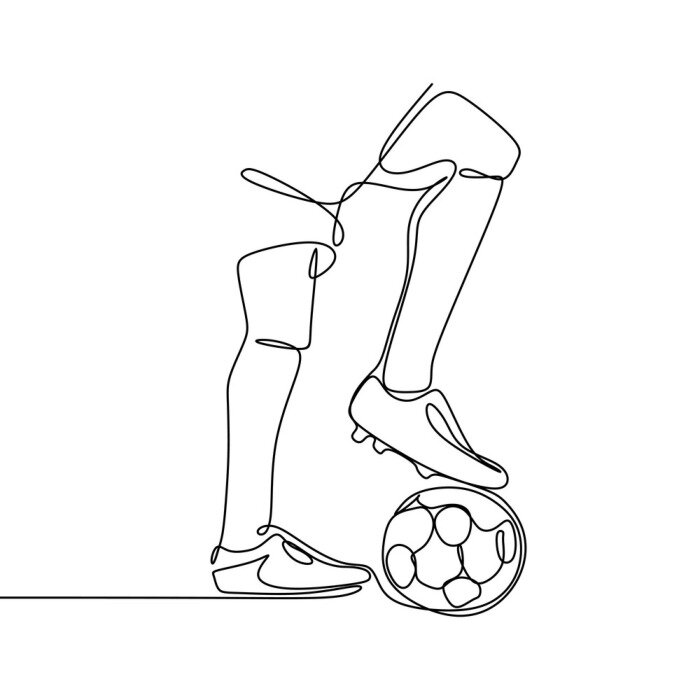 Sticker Fußball-Line-Art-Pass