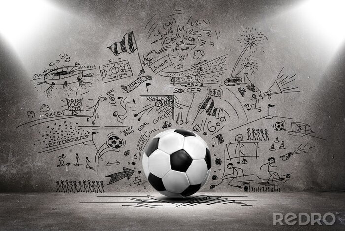 Sticker Fußball mit Betonwand im Hintergrund