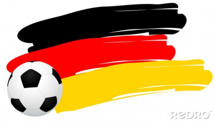 Sticker Fußball vor dem Hintergrund der deutschen Farben