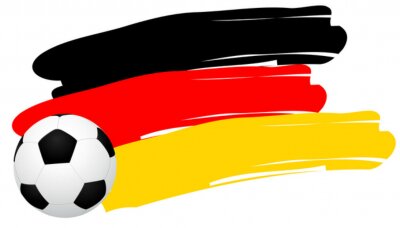 Sticker Fußball vor dem Hintergrund der deutschen Farben