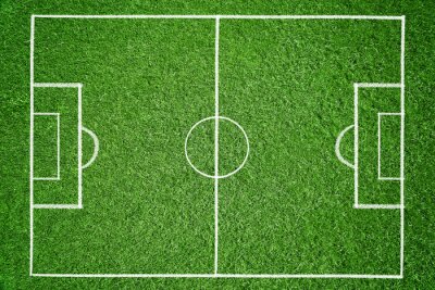 Fototapete Fußballplatz mit grünem Gras