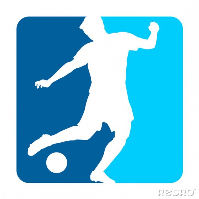 Sticker Fußballspieler auf himmelblauem Hintergrund