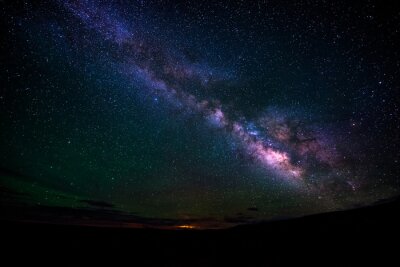 Sticker Galaxie Sternenhimmel und schwarze Landschaft