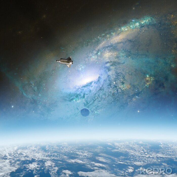 Sticker Galaxie und Raumschiff