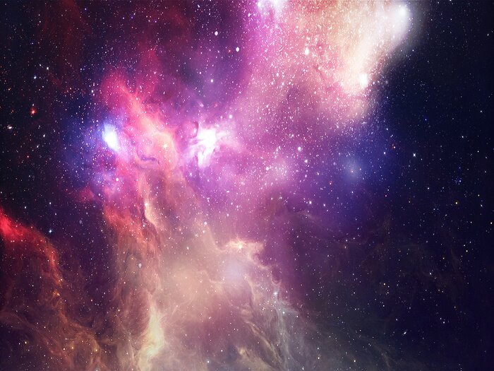 Sticker Galaxie voller Sterne in Rosa Violett und Rot