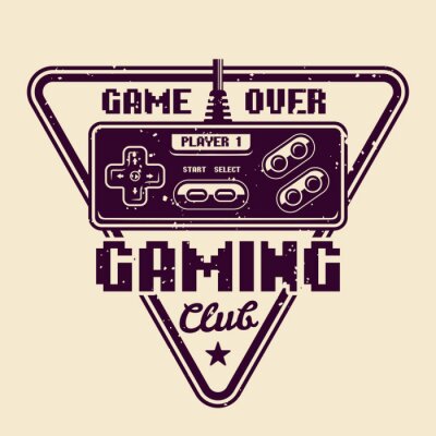 Sticker Gaming club vector emblem with retro gamepad