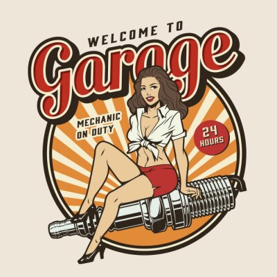 Sticker Garage service colorful print