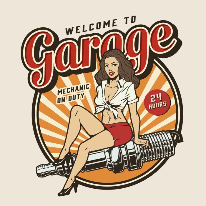 Sticker Garage service colorful print