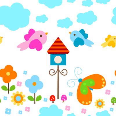 Sticker Garten nahtlose Hintergrund