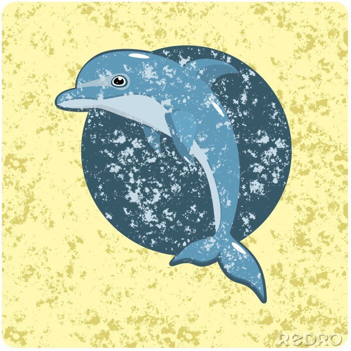 Sticker Gealtertes Muster mit Delfin