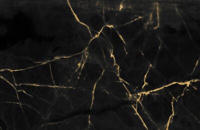 Fototapete Gelber Blitz auf schwarzem Marmor