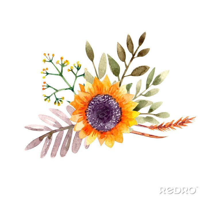 Sticker Gemälde mit Sonnenblume