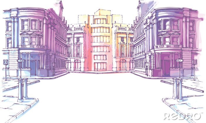 Sticker Gemalte neue und alte Häuser