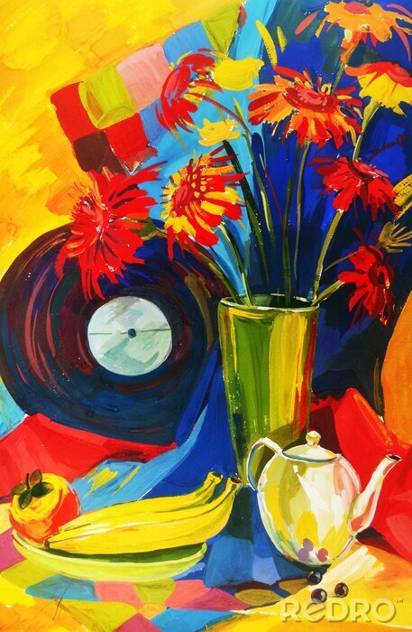 Sticker Gemalte Stilllebenkomposition