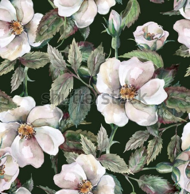 Sticker Gemaltes Muster mit weißen Blumen