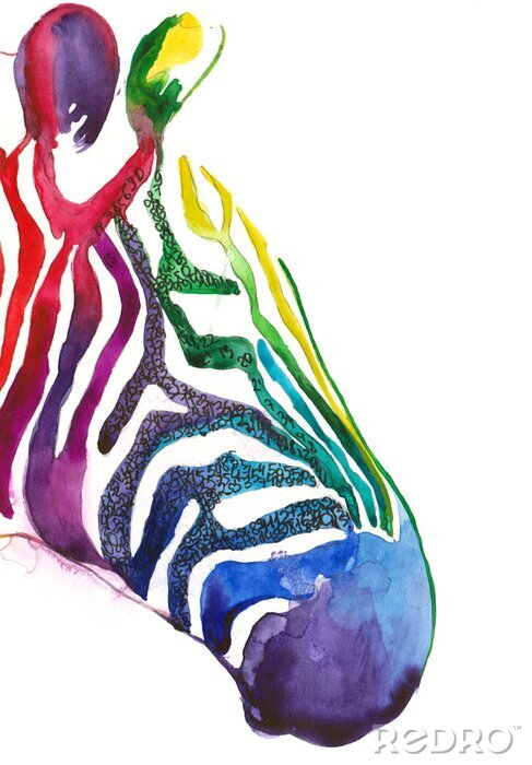 Sticker Gemaltes Porträt eines Zebras