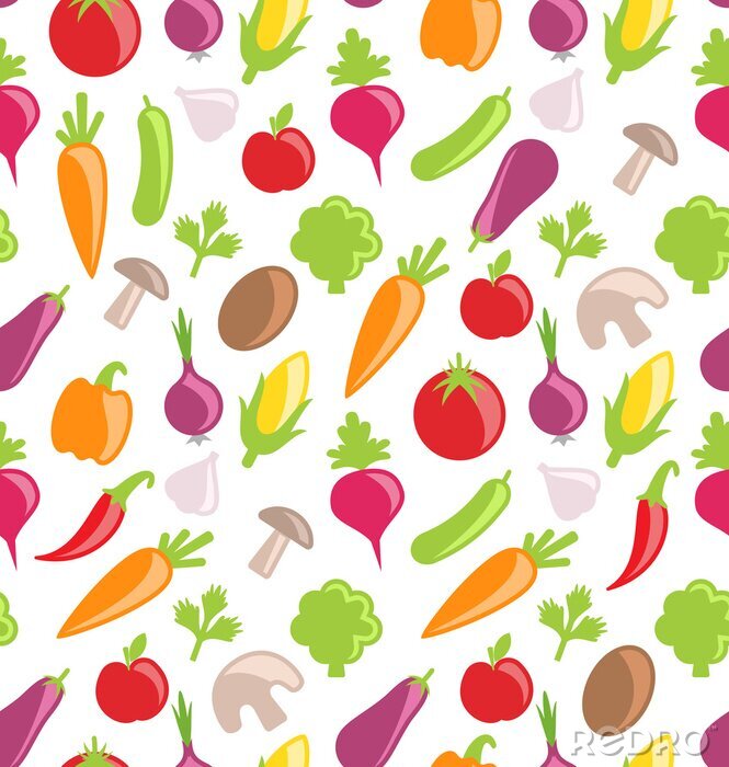 Sticker Gemüse und Pilze in verschiedenen Farben