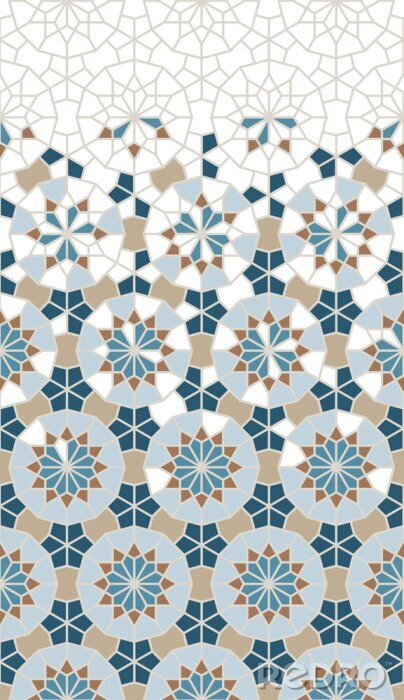 Sticker Geometric halftone texture. Arabesque vector seamless pattern. Color tile disintegration