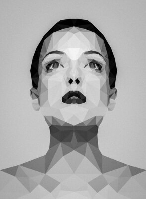Sticker Geometrische Abstraktion als Frauenporträt