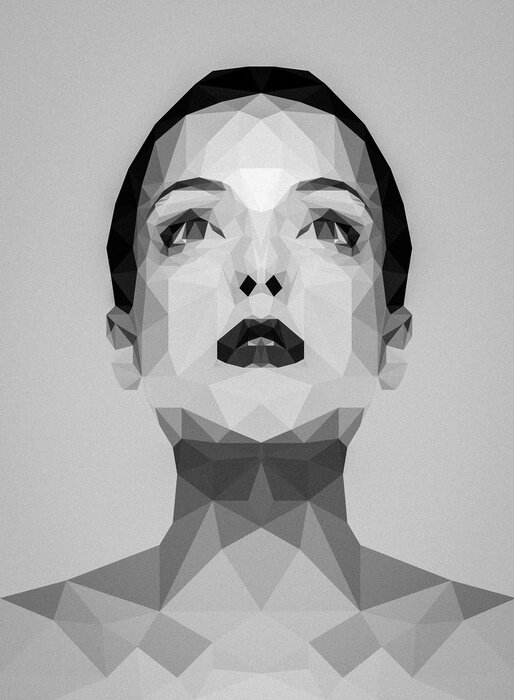 Sticker Geometrische Abstraktion als Frauenporträt