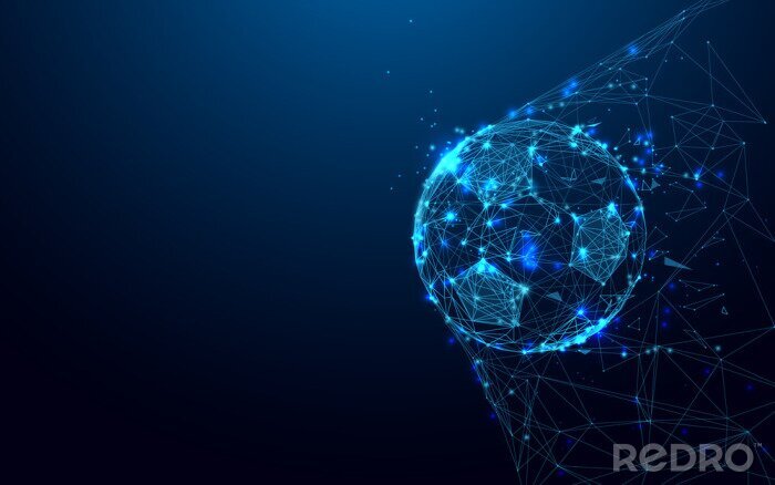 Sticker Geometrische Aufnahme eines Fußballs im Netz