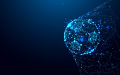 Sticker Geometrische Aufnahme eines Fußballs im Netz