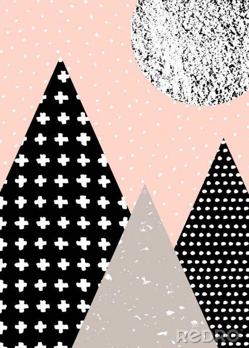 Sticker Geometrische Collage im skandinavischen Stil