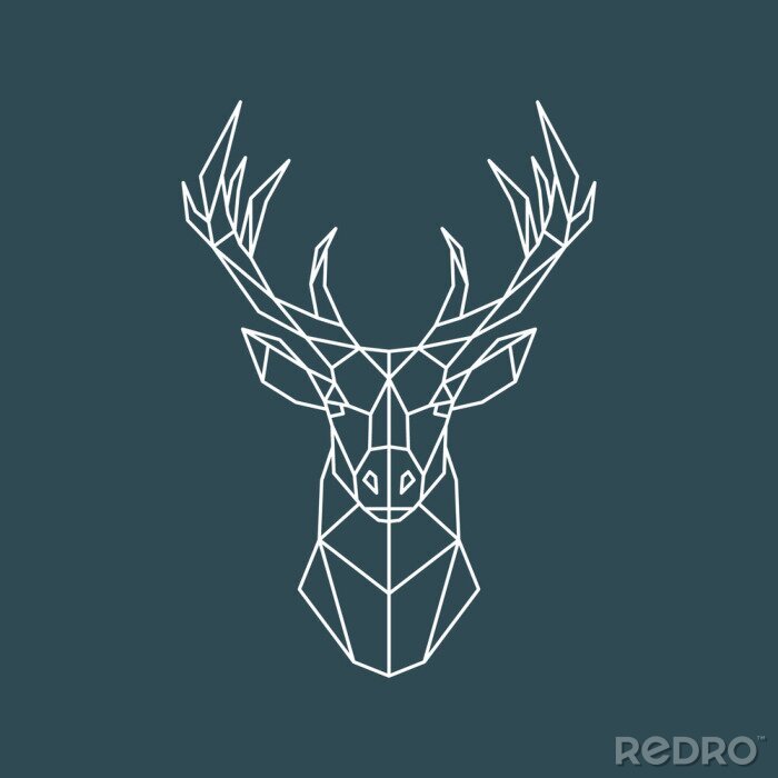 Sticker geometrische Hirschskizze