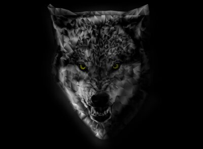 Sticker Geometrischer Wolf mit gelben Augen