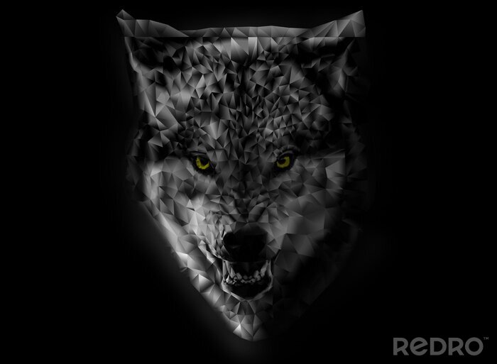 Sticker Geometrischer Wolf mit gelben Augen