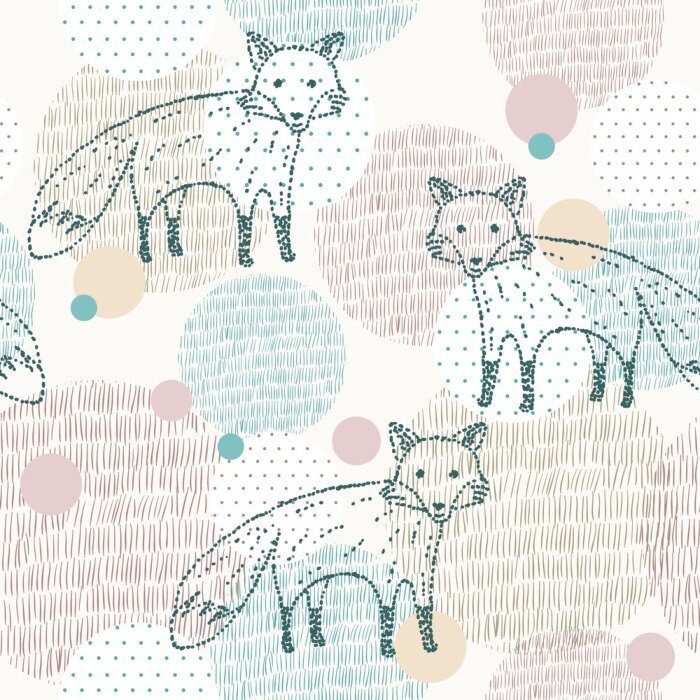 Sticker Gepunktete Füchse und Punkte mit Streifen