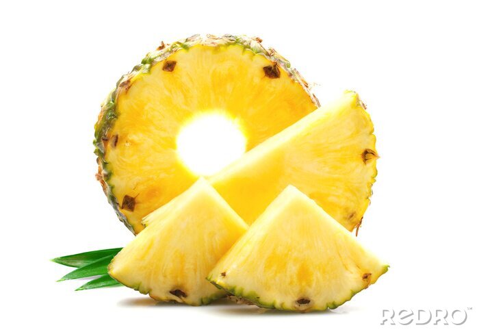Sticker Geschnittene Ananas auf weißem Hintergrund