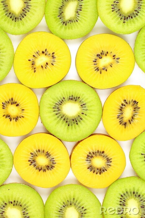 Sticker Geschnittene Kiwi in grün und gelb