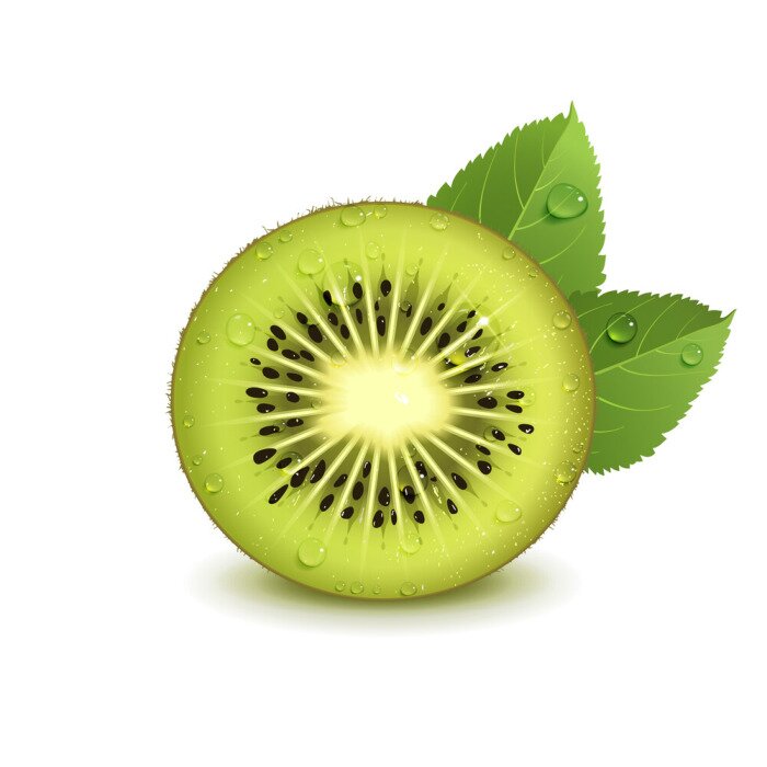 Sticker Geschnittene Kiwi mit Wassertropfen bedeckt