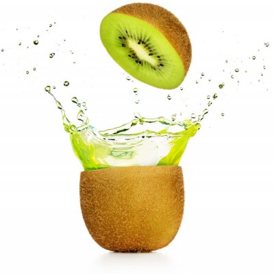 Sticker Geschnittene Kiwi und spritzender Saft