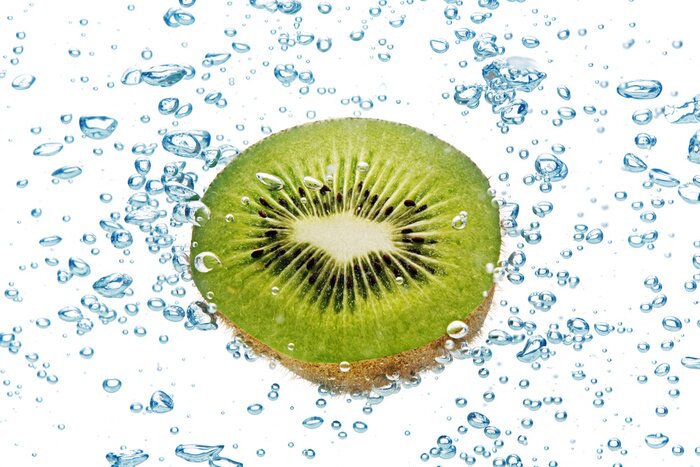 Sticker Getauchte Kiwi inmitten von Luftblasen