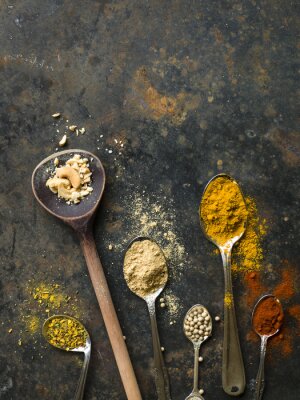 Sticker Gewürze schwarz Stein Hintergrund Zusammensetzung