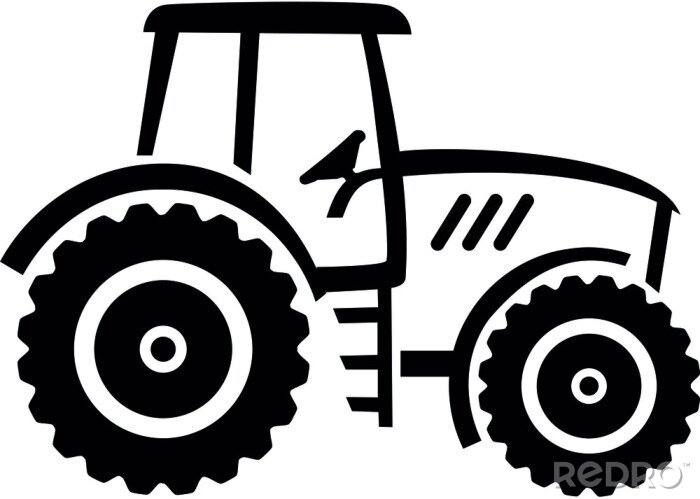 Sticker Gezeichnetes Weiß des Landwirts Traktor
