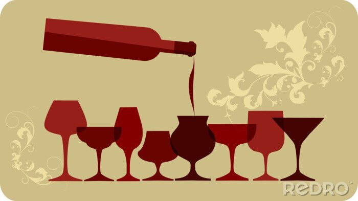 Sticker Gießen von Wein in Gläser Wein