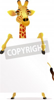 Sticker Giraffe Cartoon und leere Zeichen